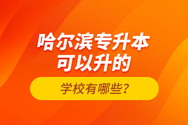 哈爾濱專升本可以升的學(xué)校有哪些？