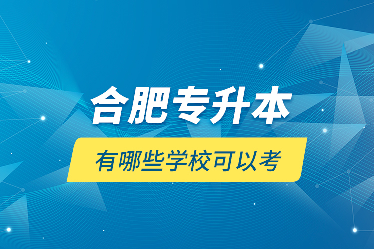 合肥專升本有哪些學(xué)?？梢钥?？