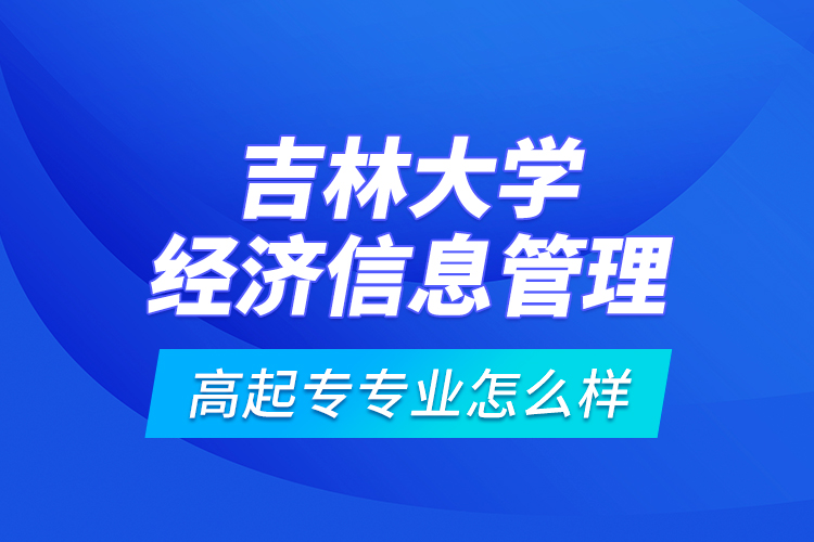 吉林大學經濟信息管理高起專專業(yè)怎么樣？